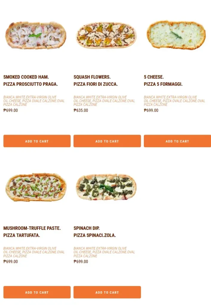 Cibo Pizza Menu with Prices