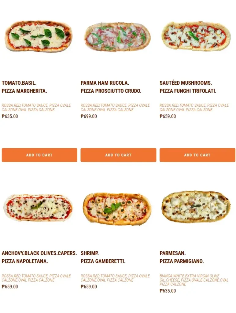 Cibo Pizza Ovale Calzone Menu with Prices