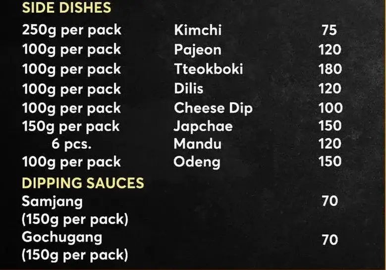 Geonbae Meat Menu with Prices