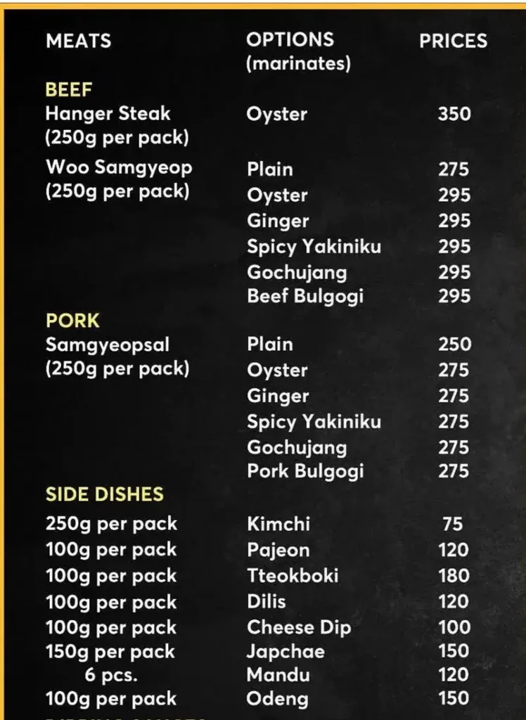 Geonbae Menu with Prices