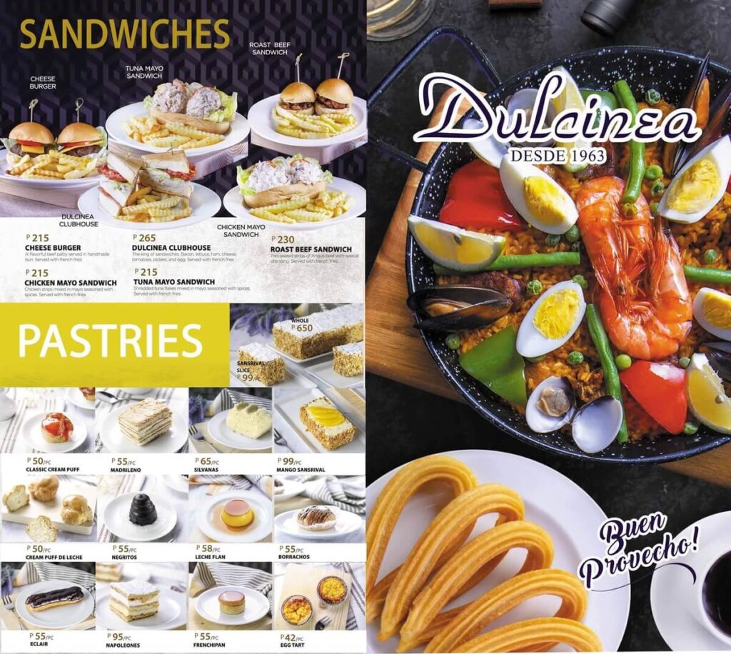 Pastries in all flavors, a menu of Dulcinea Philippines resturant.