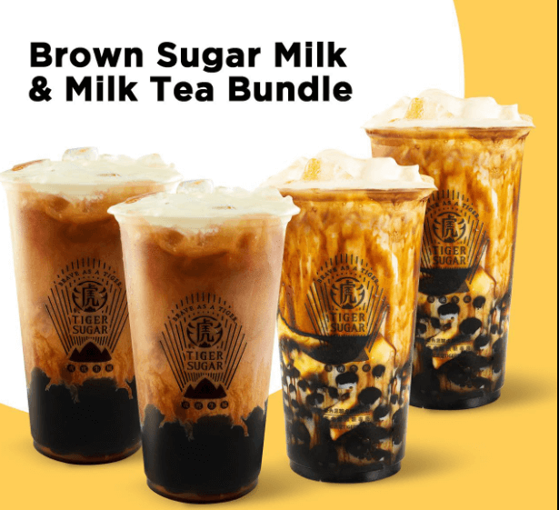 Brown sugar milk and milk tea bundles, a menu of Tiger Sugar Philippines resturant.