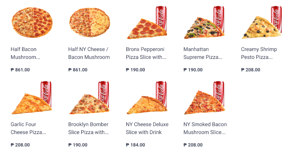 Pizza and drinks menu with prices, a menu of Landers Central Philippines resturant.