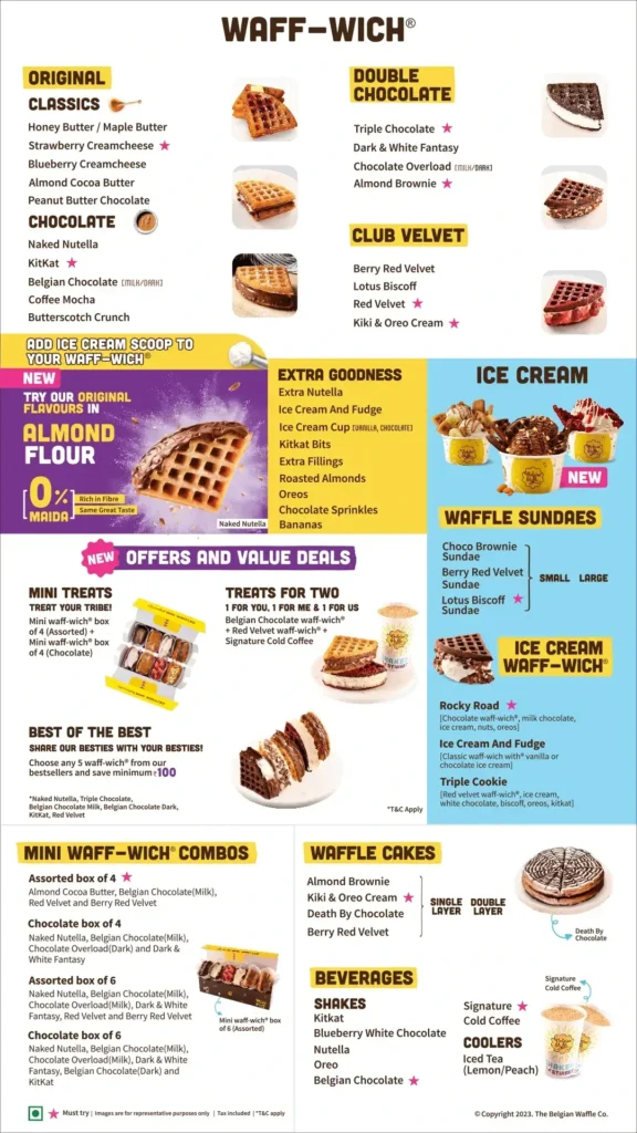 Originals, double chocolate, chocolate and club velvet and furthermore,  a menu of famous belgians waffle philippines.