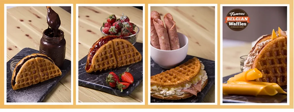 Waffle with nutella in four flavours,  a menu of famous belgians waffle philippines.