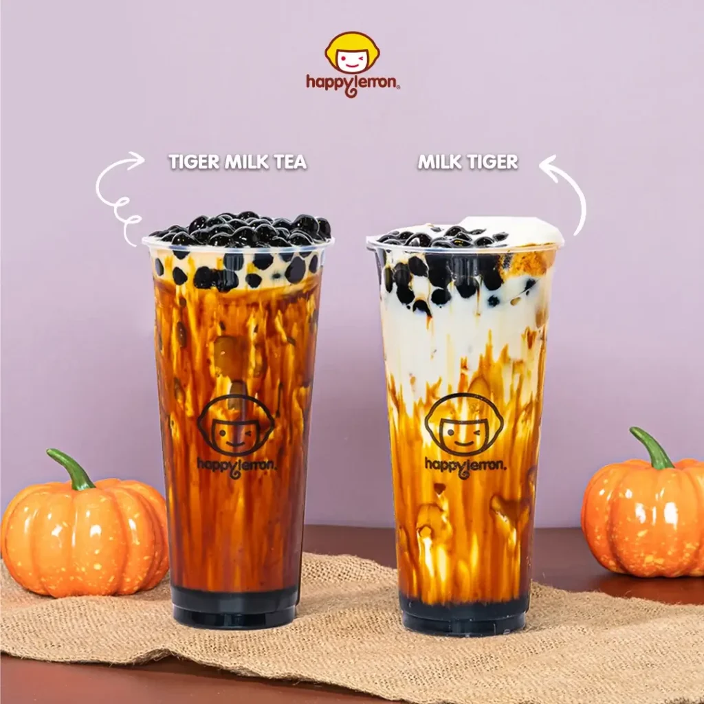 Milk tiger and tiger milk tea, a menu of happy lemon philippines resturant.