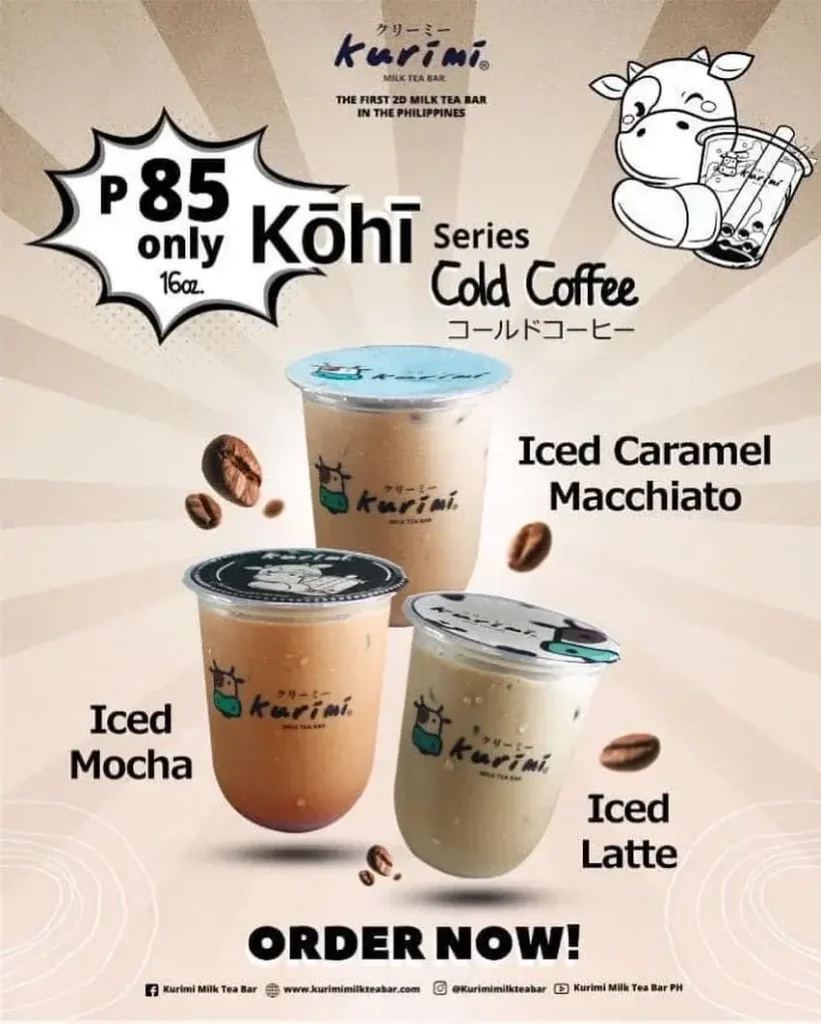 Cold coffee series, a menu of kurimi philippines resturant.