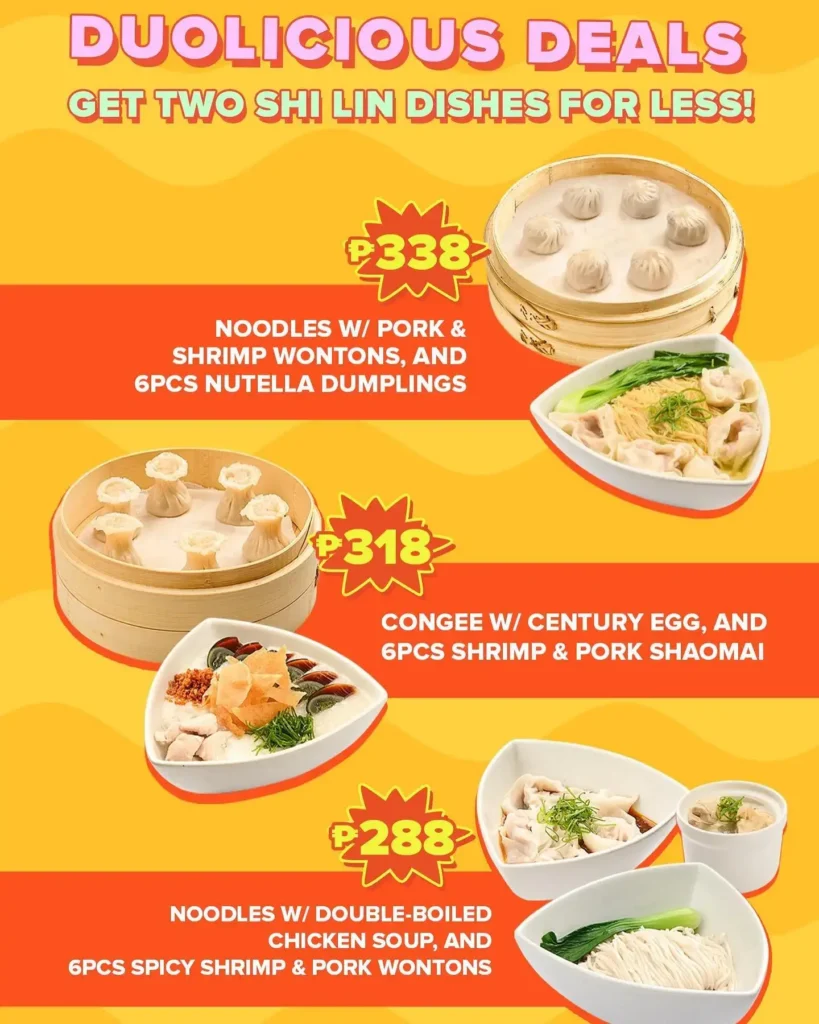 Duolicious deals with all dishes, a menu of Shin lin philippines resturant.