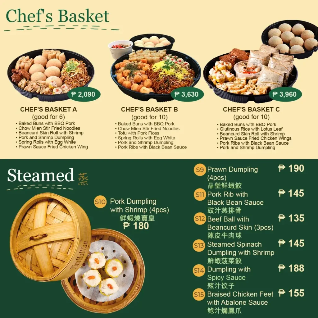 Chef basket in all flavors and furthermore, a menu of tim ho wan philippines resturant.