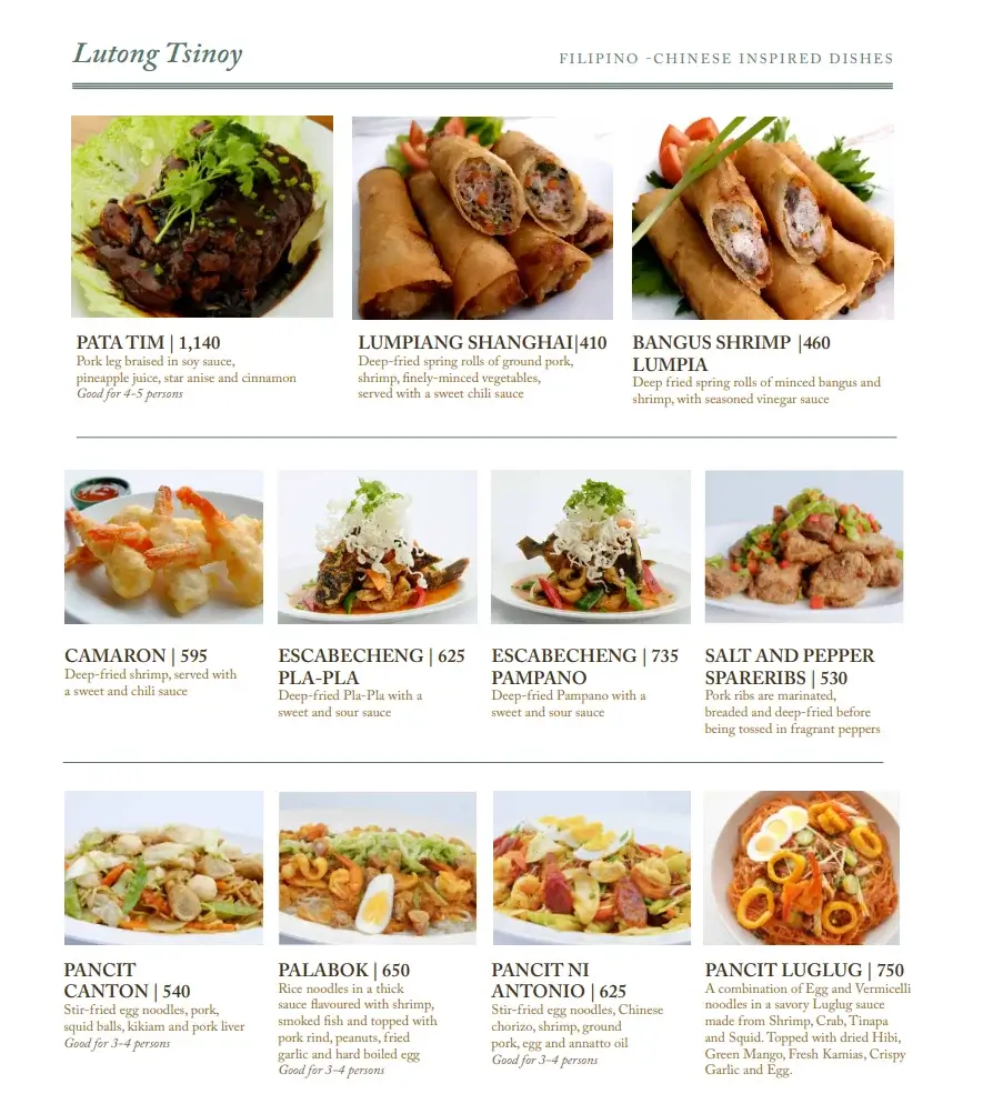 Balay Dako Spanish-Filipino Dishes, a menu of Balay Dako Philippines resturant.