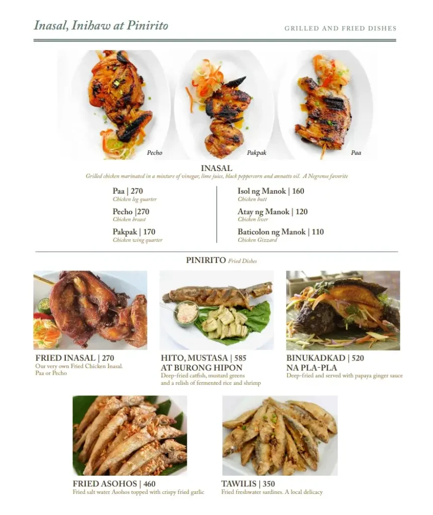 Grilled & Fried Dishes, a menu of Balay Dako Philippines resturant.