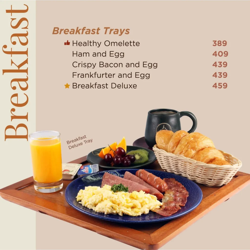 Breakfast trays, Healthy omelette and many more, a menu of Cafe France Philippines resturant.