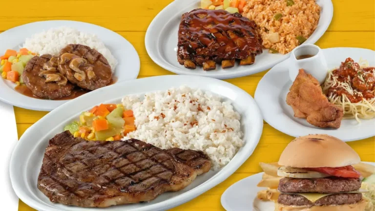 Meat with boiled rice in plates, a menu of Meat Plus Cafe Philippines resturant.