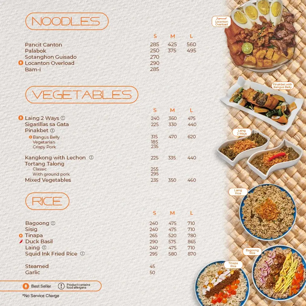 Mesa Vegetable, a menu of Mesa Philippines resturant.