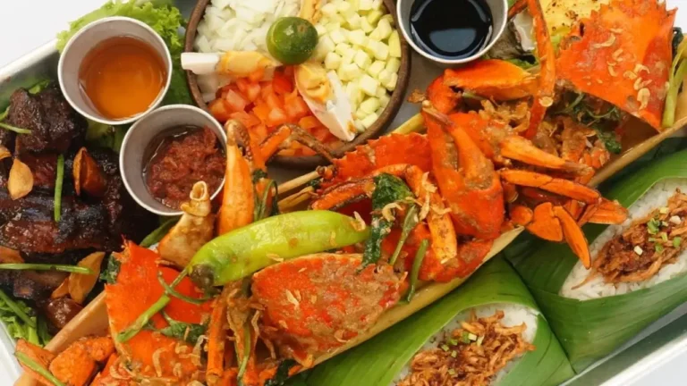 Fries, Fish, salmon and furthermore, a menu of Red Crab Philippines resturant.