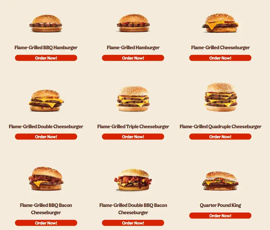 Burger King Flame-Grilled Cheeseburger Menu with Prices