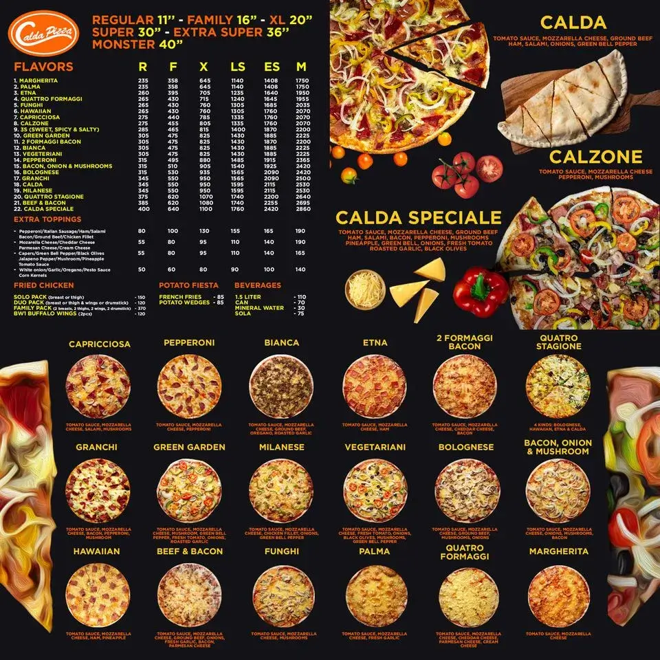 Menu Pictures of Calda Pizza Philippines