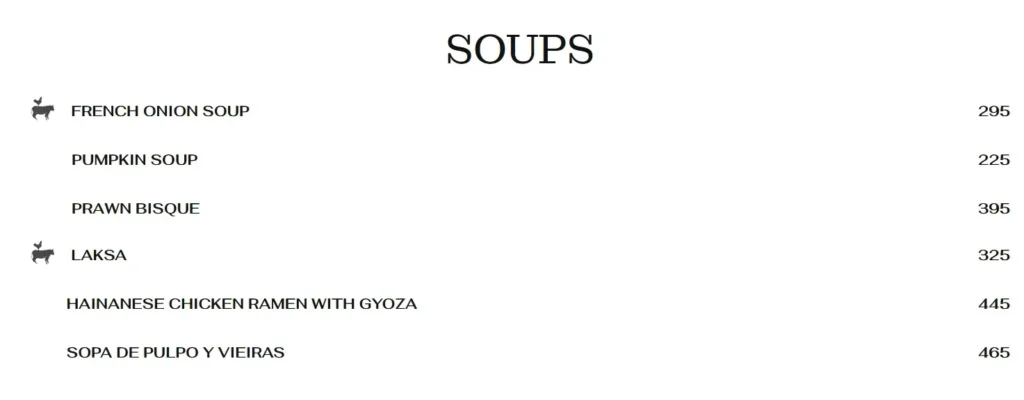 Hai Chix & Steaks Soups Menu