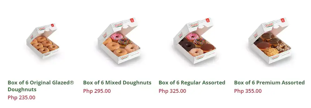 Krispy Kreme Box of 6 Doughnuts Menu with Prices