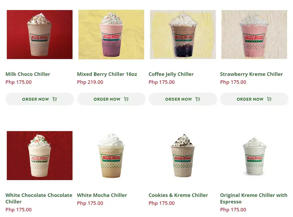 Krispy Kreme Chillers Menu with Prices