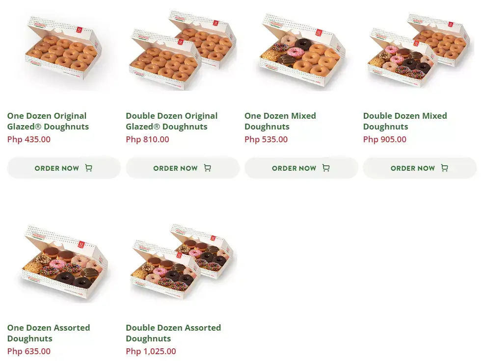 Krispy Kreme Featured Doughnuts Menu with Prices