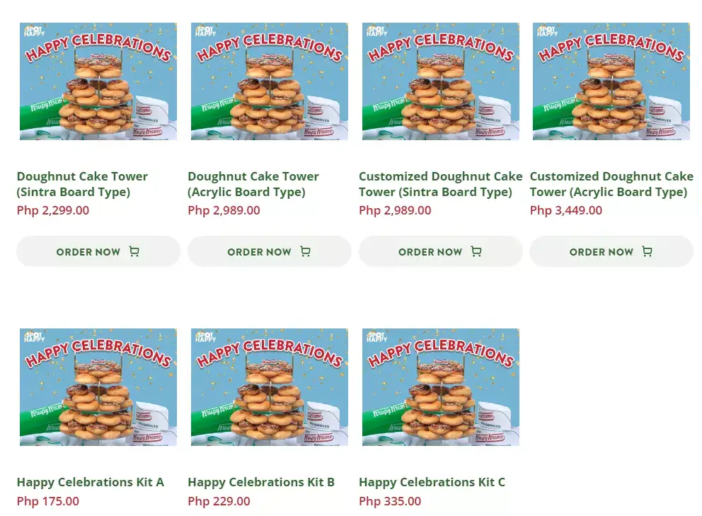 Krispy Kreme Happy Celebrations Menu with Prices