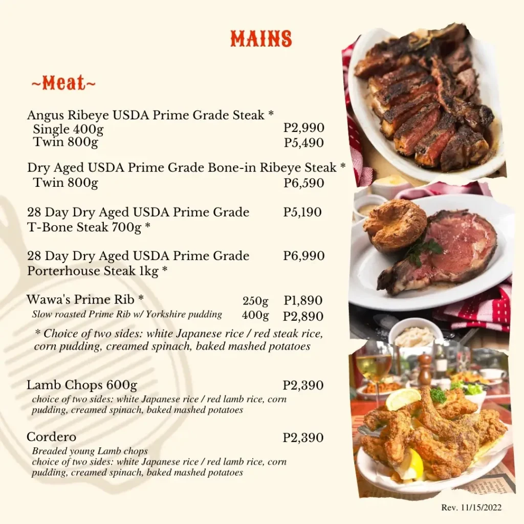 Mamou Meat Menu with Prices