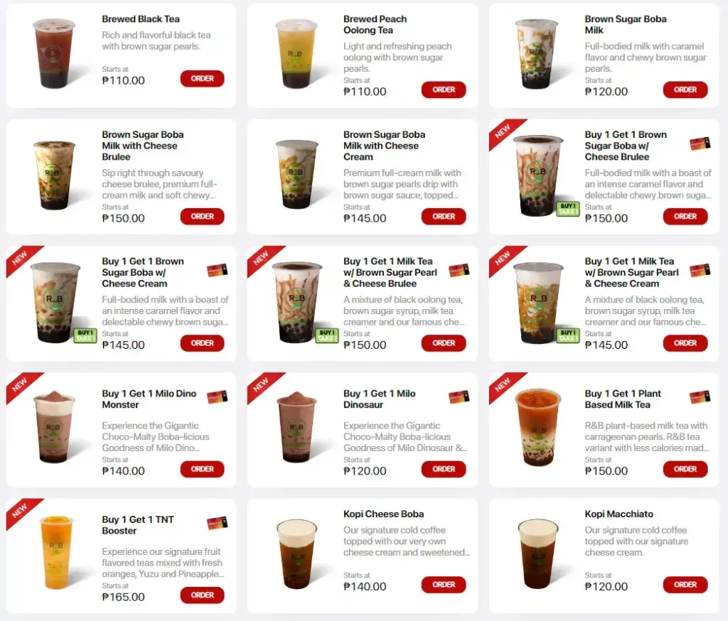 Shakey’s R&B Milk Tea Menu with Prices