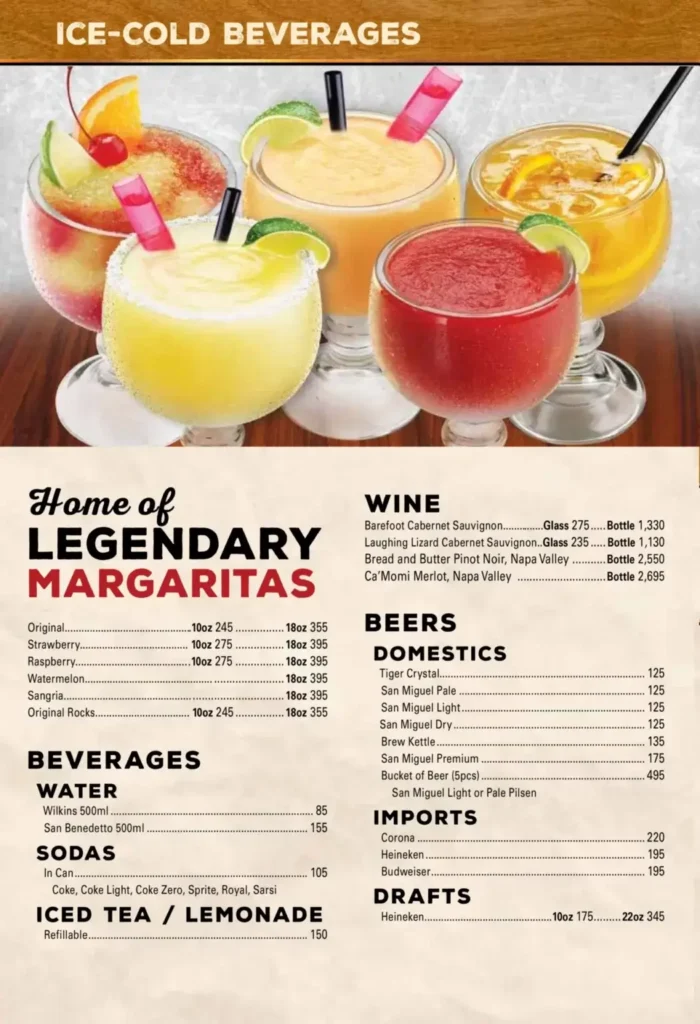 Texas Roadhouse Ice-Cold Beverages Menu with Prices