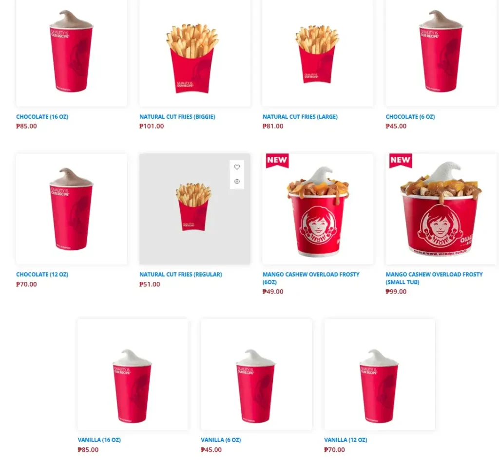 Wendy’s Philippines Menu Prices 2024