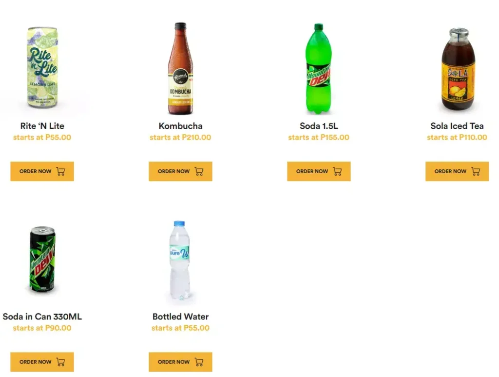 Yellow Cab Alcoholic Beverages Menu with Prices