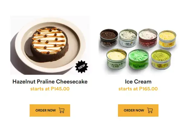 Yellow Cab Desserts Menu with Prices