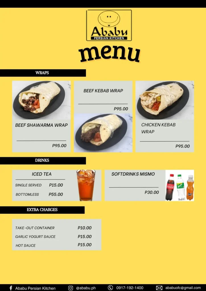 Ababu Menu with Prices