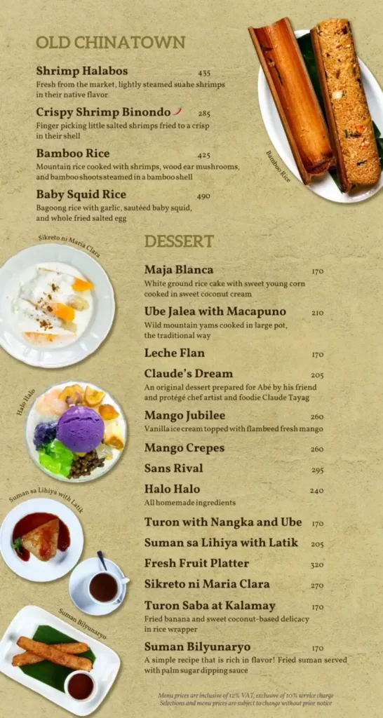 Abe Philippines Desserts Menu with Prices