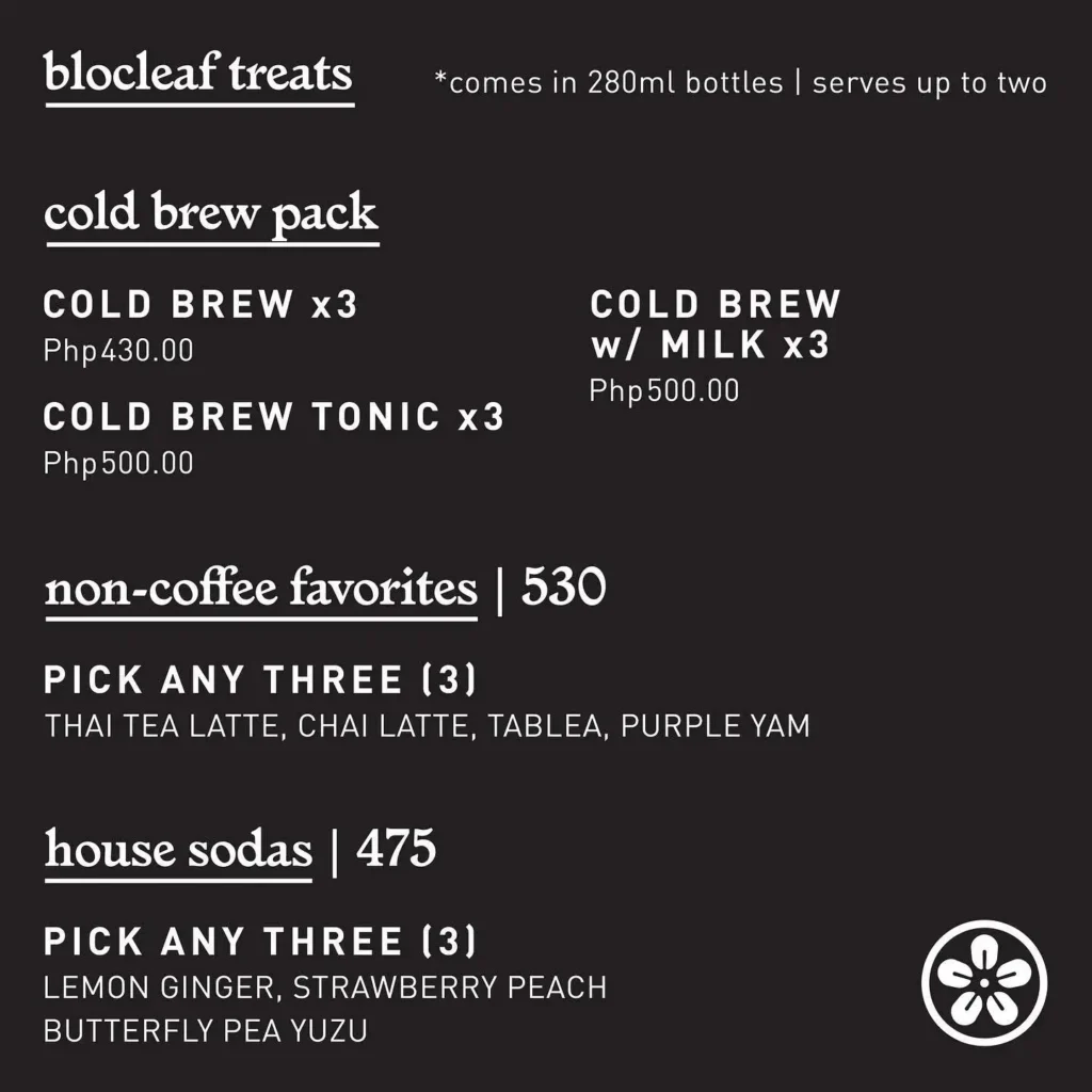 Blocleaf Cafe Iced Beverages Menu with Prices