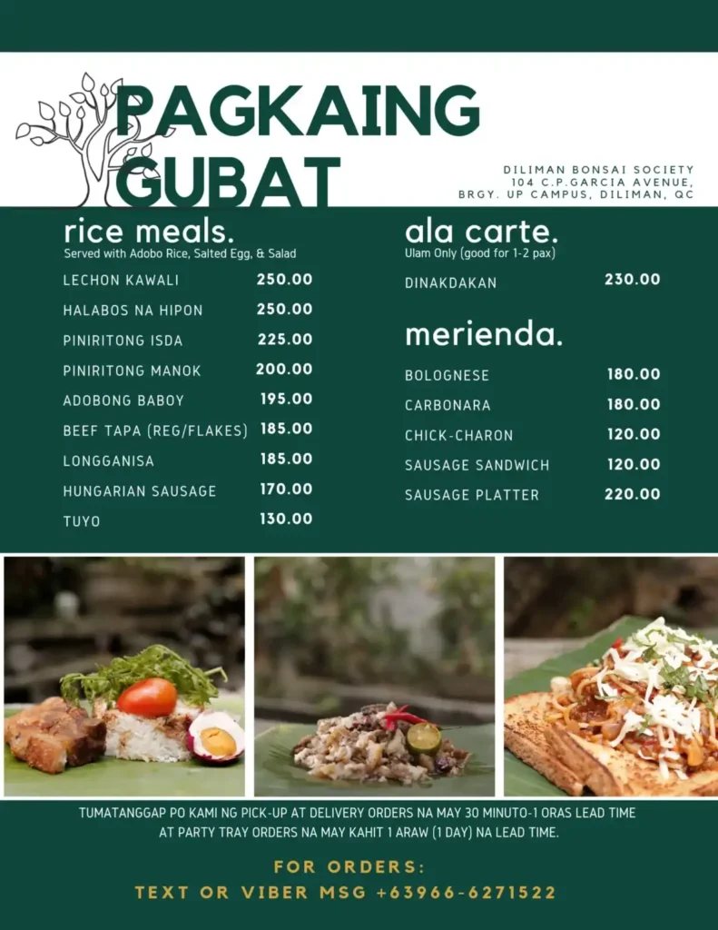 Gubat Menu with Prices