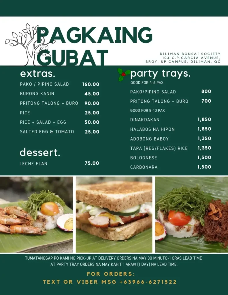 Gubat Party Trays Menu with Prices