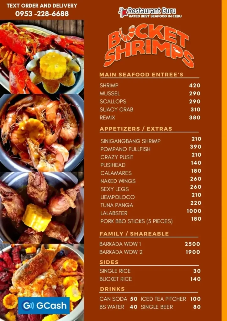 I Love Bucket Shrimp Appetizer & Extras Menu with Prices