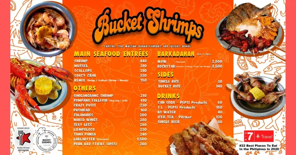 I Love Bucket Shrimp Menu with Prices