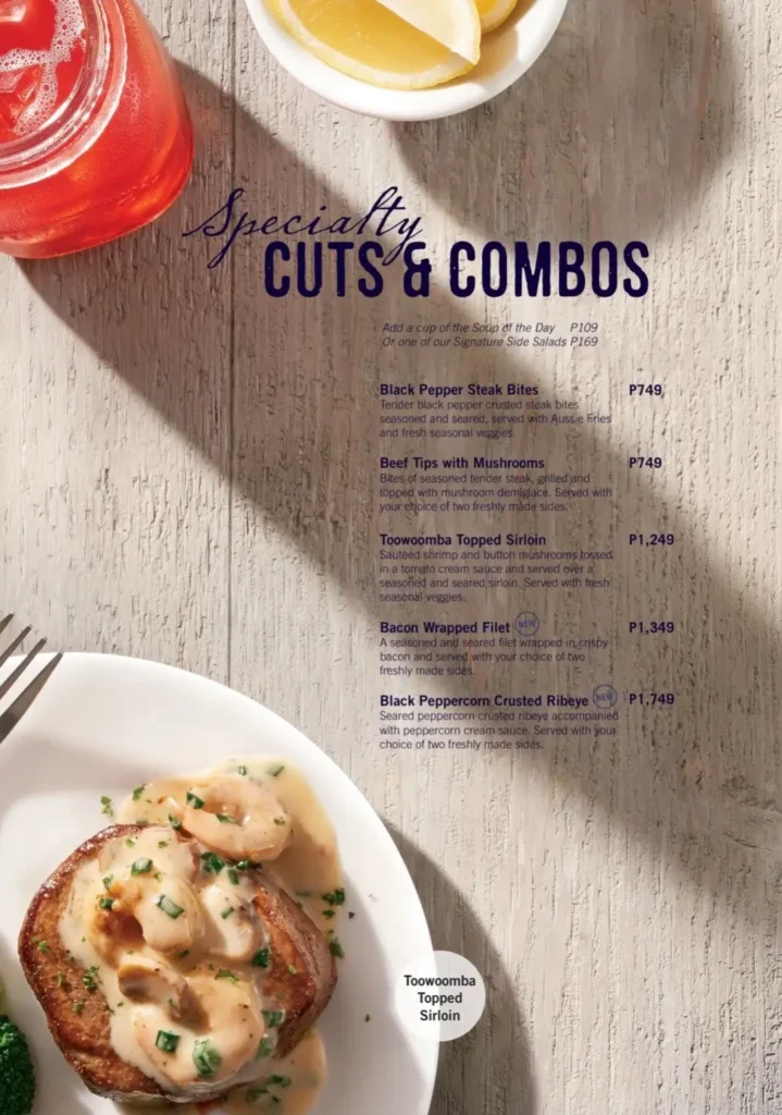 Outback Steakhouse Specialty Cuts & Combos Menu with Prices