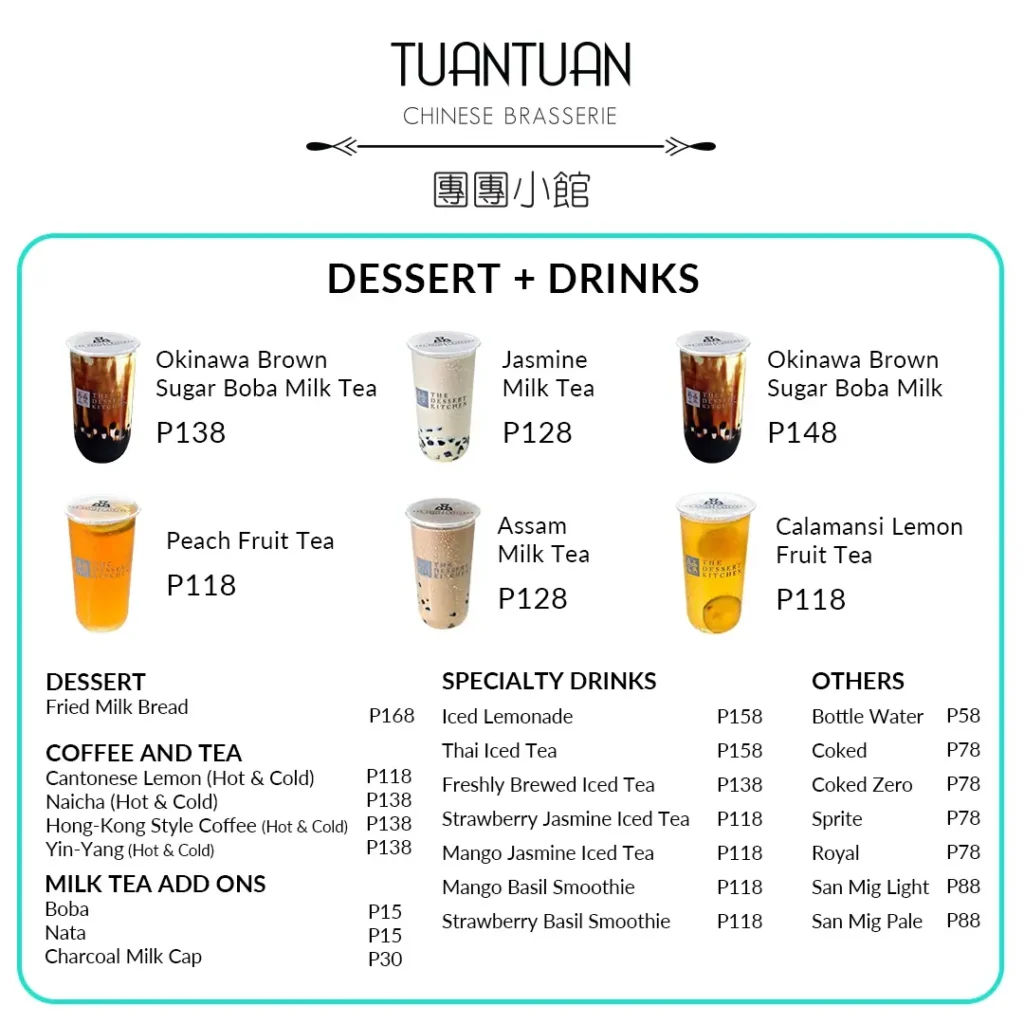 Tuan Tuan Dessert and drinks Menu with Prices