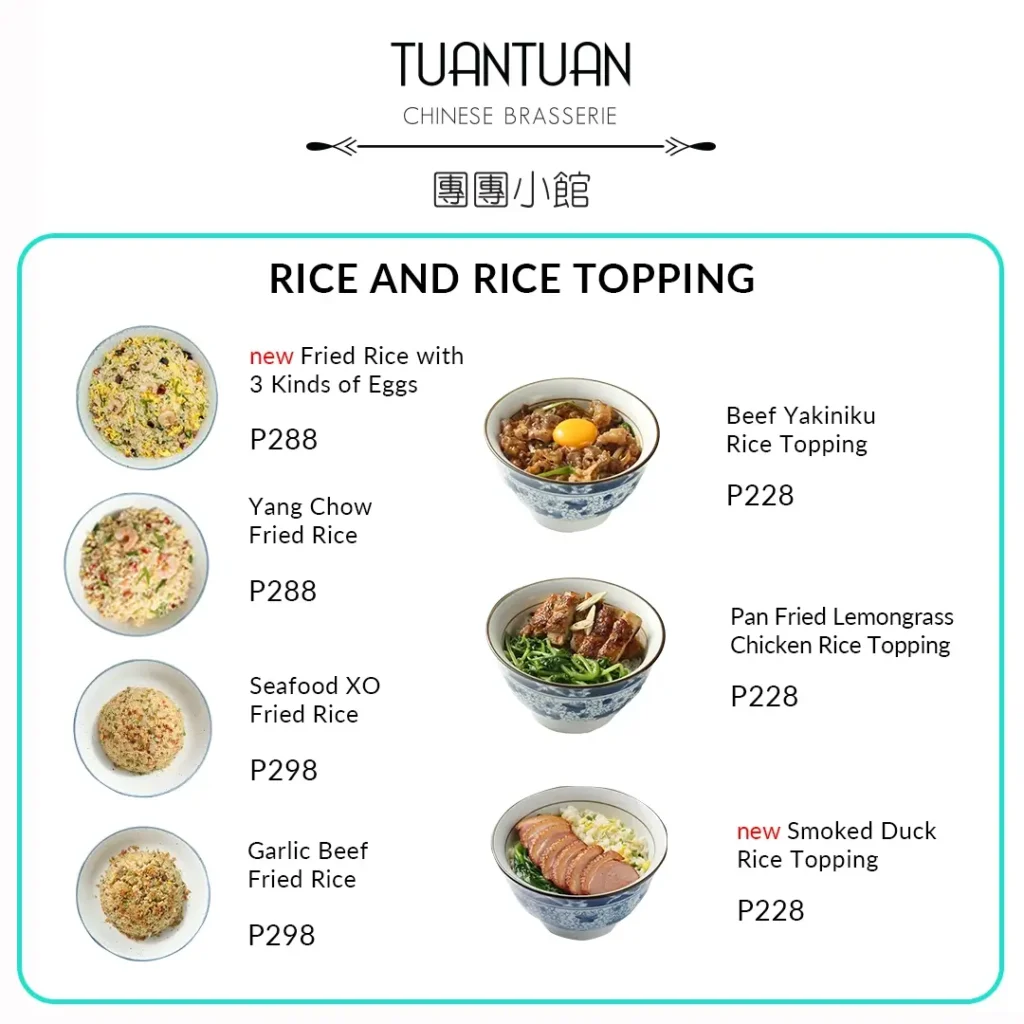 Tuan Tuan Rice Menu with Prices