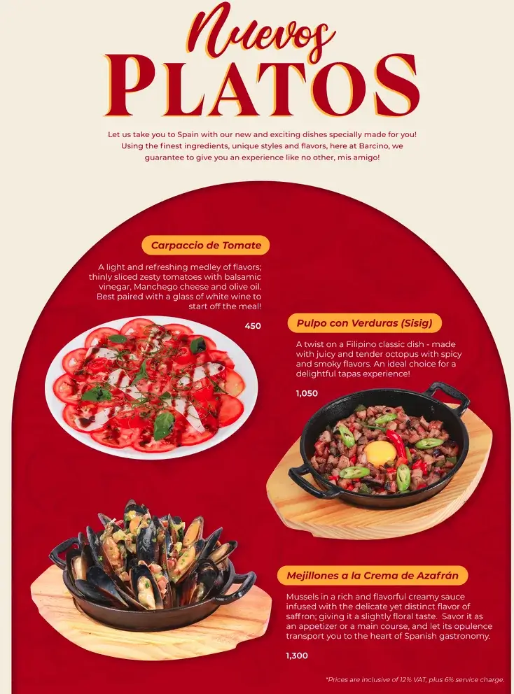 Barcino Nuevos Platos Menu with Prices