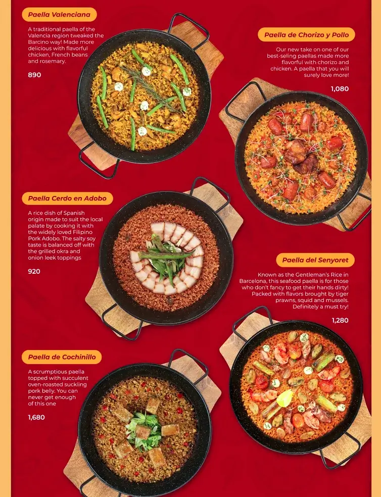 Barcino Paella'S Menu with Prices