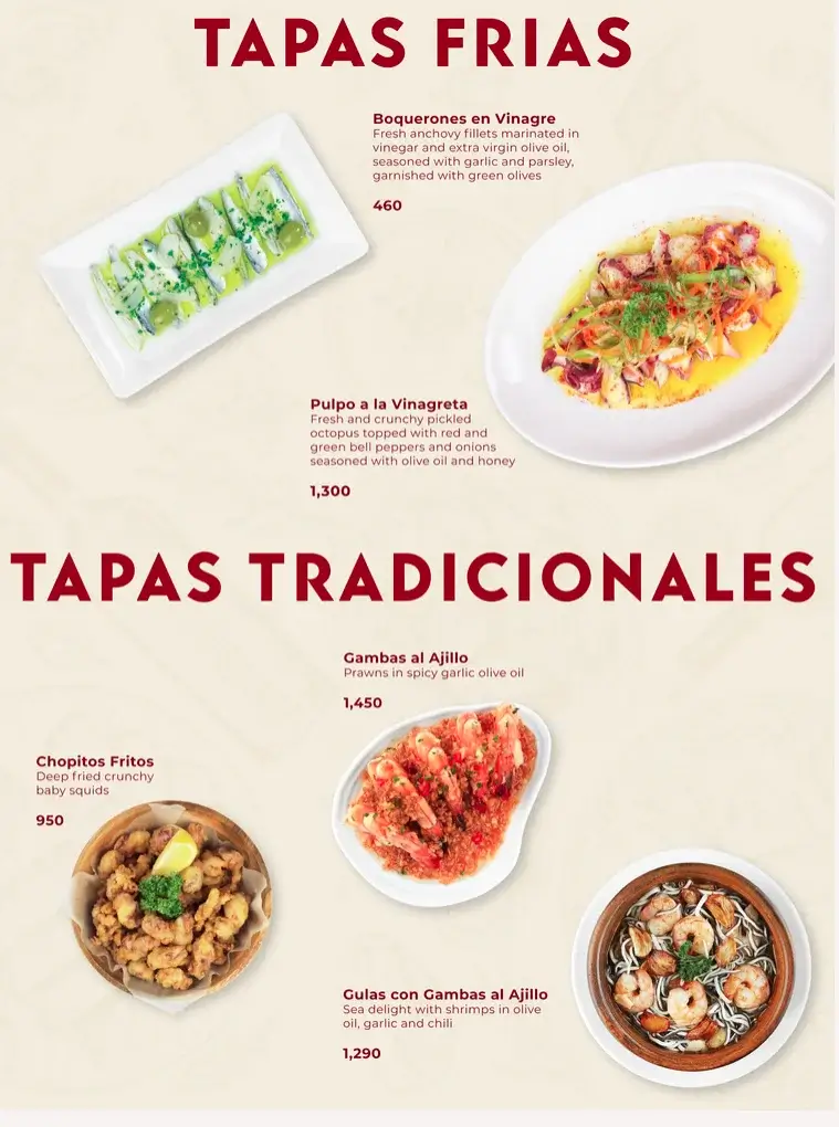 Barcino Tapas Menu with Prices