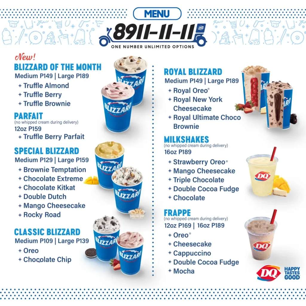 Blizzard Royal Blizzard Menu with Prices
