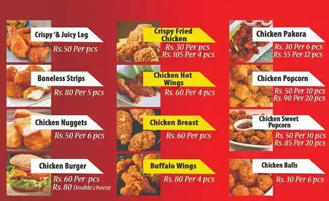 Chooks-To-Go Menu with Prices