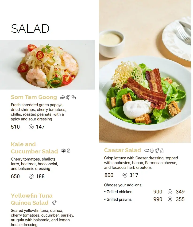 Lobby Lounge Salad Menu with Prices