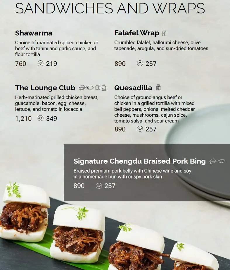 Lobby Lounge Sandwiches Menu with Prices