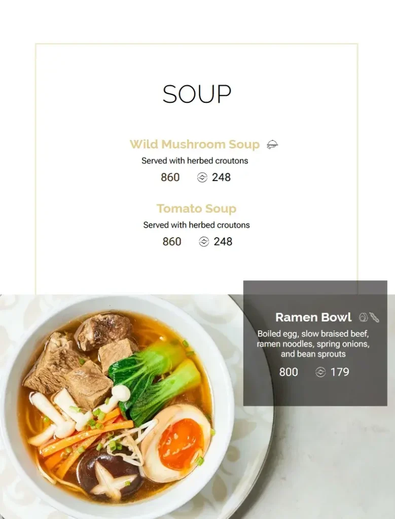 Lobby Lounge Soup Menu with Prices